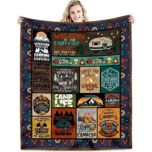 Camping blanket for camping enthusiasts creative gifts for men or women gifts for outdoor campers holiday birthday giftsXJ250312
