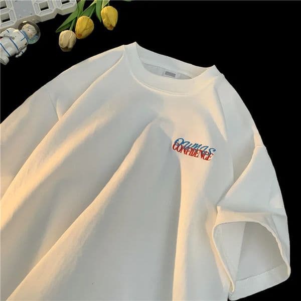Mens simple black and white Tshirt fashionable ed comfortable breathable short sleeved top daily commuting 250312BJ