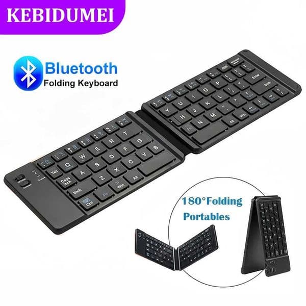 wireless connections keyboard dual folding keyboard foldable folding keyboard rechargeable keyboard suitable for Mac OS Windows Android tablets X250314
