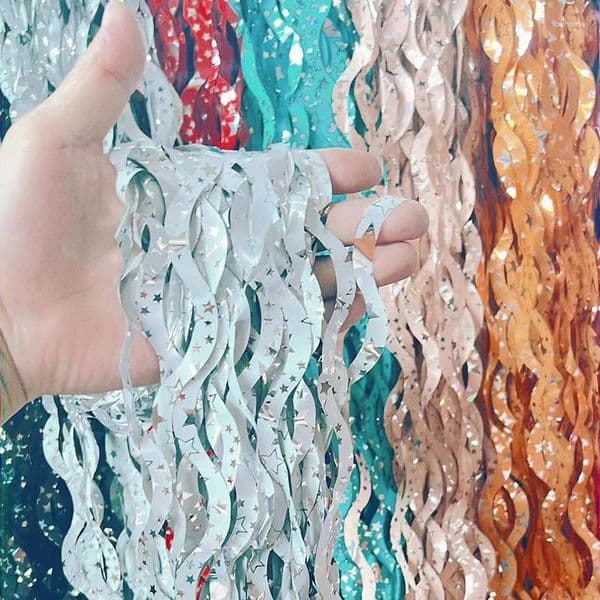 Party Decoration Shimmer Wall Backdrop Wave Curved Knife Shaped Rain Curtain Children's Birthday Wedding Background Pocall