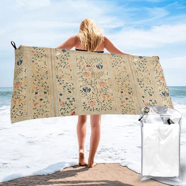 Towel Uzbekistan Suzani Nim Embroidery Beach Soft Microfiber Quick Dry Absorbent Towels For Mountain Climbing
