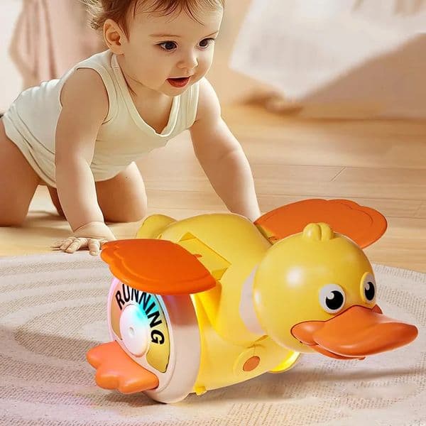 Electric universal rotation foraging duck childrens cute and interesting sound and light rotation duck baby guide learning to 250313