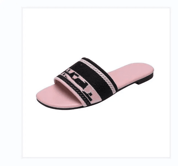 Women's Sandals Summer Striped Slippers Designer Slippers Women's Thongs Embroidered Double Mule Shoes