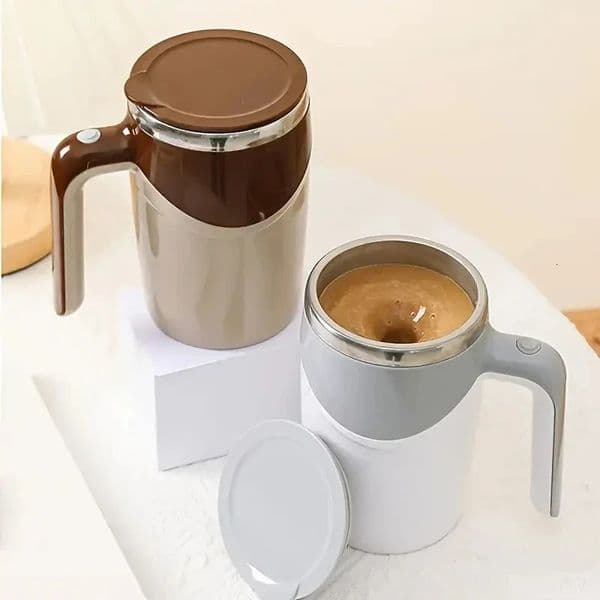 1PC Lazy Coffee Stirring Cup Fully Automatic Stirring Cup Magnetic Rotation Electric Milk Cup Mark Cup Stainless Steel 250314