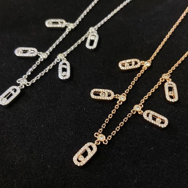 Fashionable womens jewelry neckle chic designer neckle full diamond multi pendant neckle electroplated 18k gold pure silver stainless steel birthday gift J260330