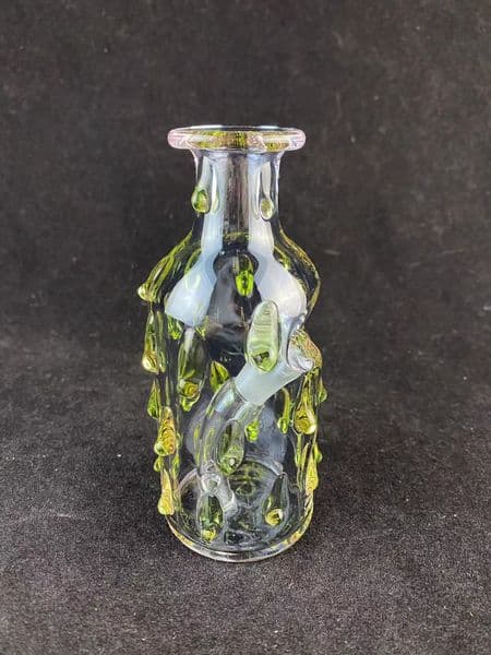 Glass hookah rig colored with purple cfl drop colored with green beautifully designed welcome to order