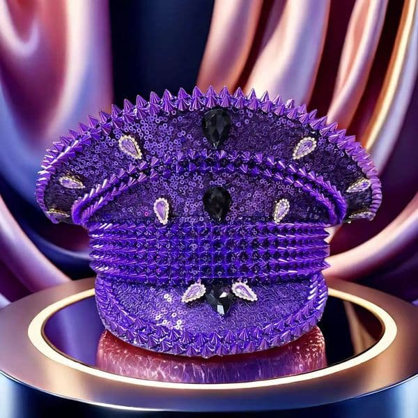 Rhinestone hat for bachelorette party purple black and purple gemstone for ladies cruise ship bars barsOutdoorFestival 250314