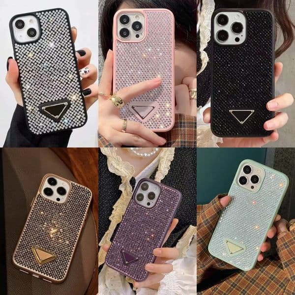 Phone Cases Luxury Glitter iPhone Case For iPhone 16 Pro Max 16promax 15 Pro Max 14 13 12 11 15 Plus Phonecase Designer Bling Sparkling triangle Protective cover