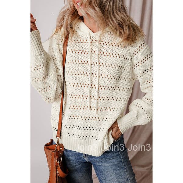 Summer 2025 New Solid Color Pullover Long Sleeved Top for Women Casual Style with Hollowed Out Drawstring Sweater for Women