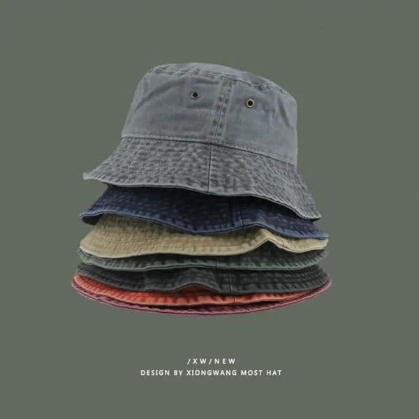 Casual mens hiphop fisherman hat washed denim foldable 250304