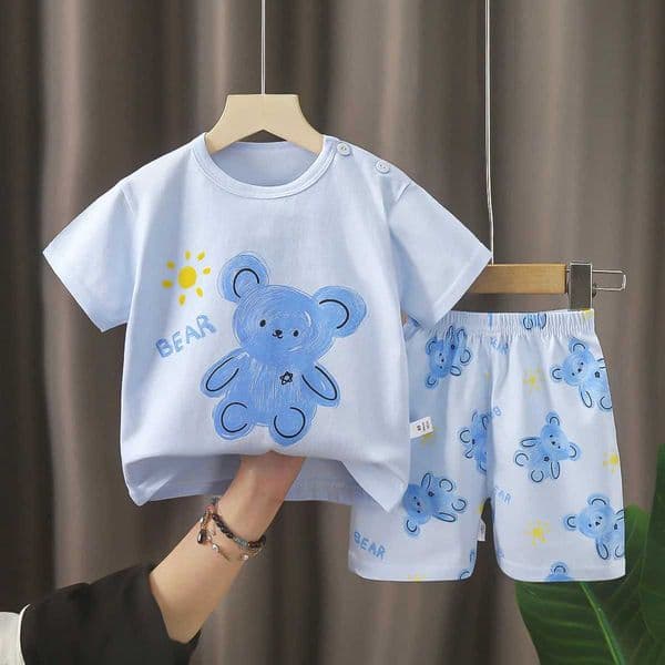Summer childrens short sleeved set cotton boy and girl clothing set baby clothing girl T-shirt childrens clothing W250317