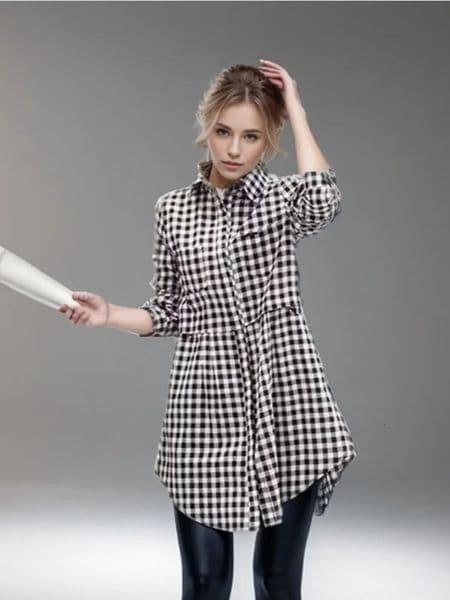 Plus Size Korean Fashion Blouses Flat Button Solid Midi Autumn Shirt Womens Loose Long Sleeve Polo Neck 250312