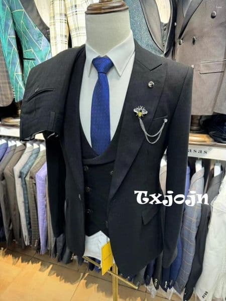 Men's Suits Formal Business Suit Set For Men Customized 3 Pieces Blazer Vest Pants Classy Slim Fit Tuxedo Wedding Birthday Prom Wear