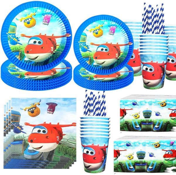 Cartoon Super Wings Party Supplies Childrens Birthday Party Disposable Tableware Set Cardboard Cup Baby Shower Decoration X250317