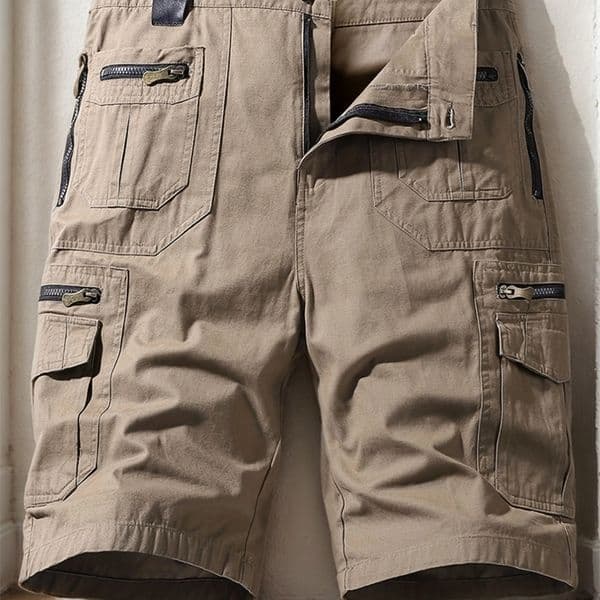 Mens Summer Multi-Pocket Cotton Cargo Capris - Plus Size Casual Shorts for Sports and Outdoor Activities 250310