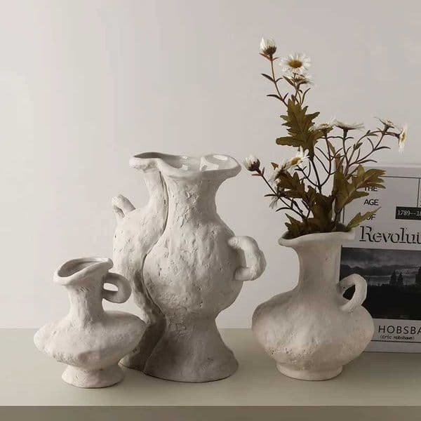 Hydronics Nordic style simple flower pots ceramic white vases table accessories bathroom aesthetics room decoration X250317