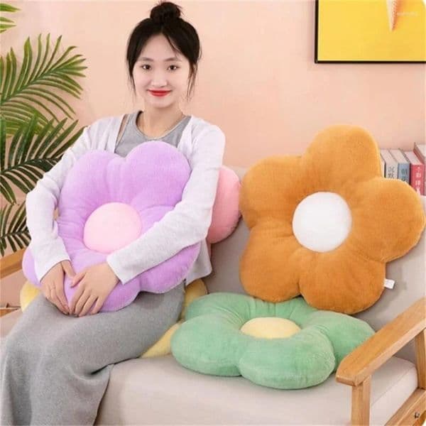 Pillow Soft Stuffed Five Petal Flower Girly Home Room Decor Sunflower Bay Window Setting For Kids Bedroom Seat