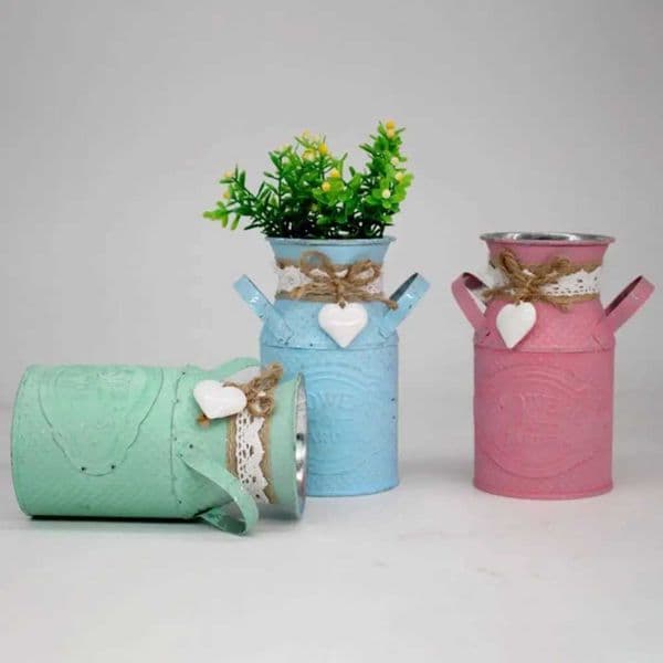 Vintage Shabby Metal Flower Vase Tin Pitcher Jug Plants Wedding Bucket Home Garden Decoration Dining Bar Decoration Iron Crafts X250317