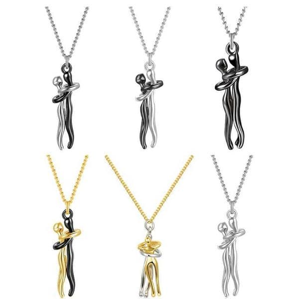 Exquisite Couple Embrace Pendant Necklace Womens Fashion Pendant Couple Necklace Valentines Day Jewelry W250318