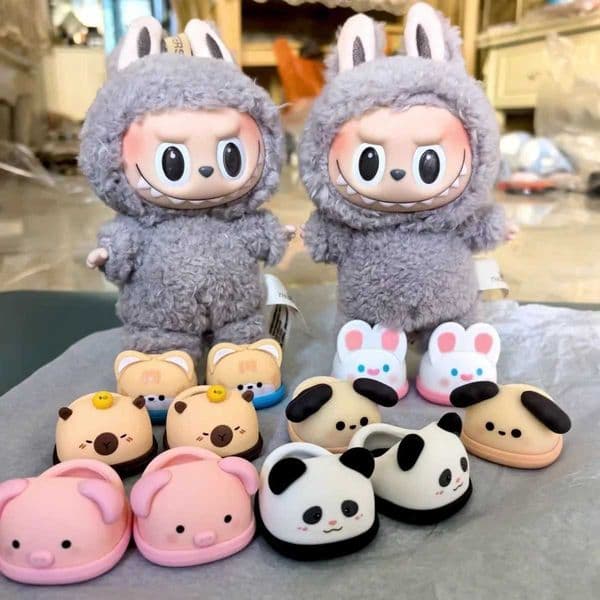 Cartoon Rubber Slippers for Mini Labs 17cm Vinyl Dolls Macaron Style X250318