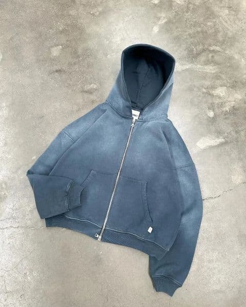 Y2K Harajuku Style Fashion Gothic Blue Gradient Zipper Hoodies Men Streetwear Hip Hop Casual Joker Couple Sports Sweater Top 250318