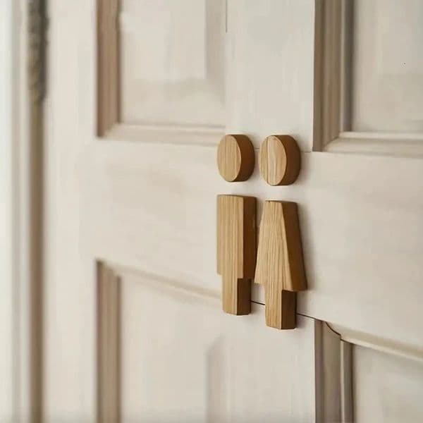 Bathroom Decoration Premium Bathroom Sign Solid Wood Mens And Womens Toilet Sign Home Bathroom Wall Decor Restroom Sign 250314