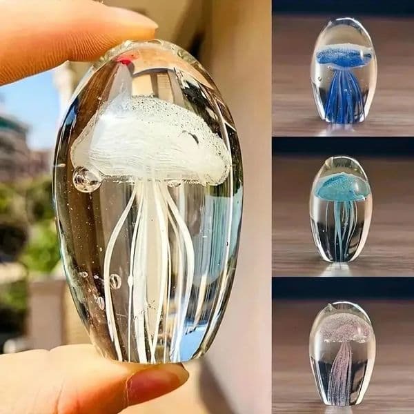 3D Jellyfish Figurines Miniatures Paperweight Glass Fengshui Aquarium Accessories Ornament Gifts Craft Crystal Home Decorate R0P9 250318