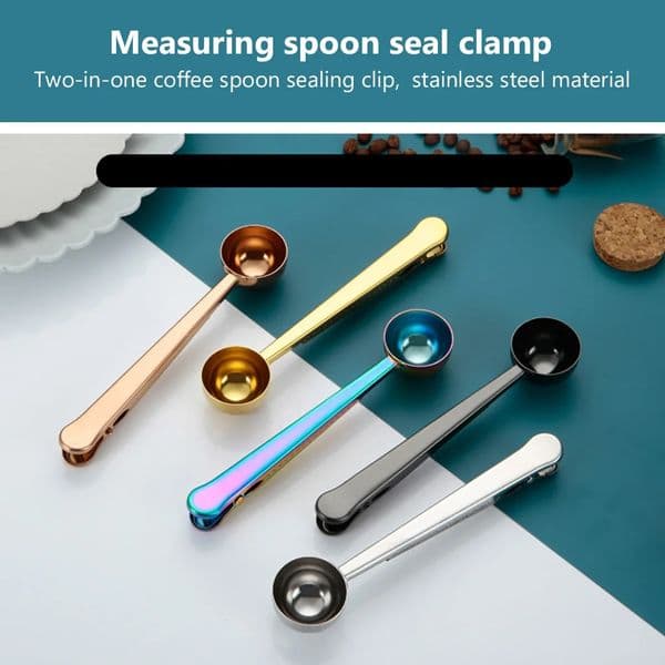 20Pcs Coffee Scoop Clip Stainless Steel Kitchen Measuring Spoon With Long Handle Sealing Bag Clip For Coffee Tea Expresso 250314