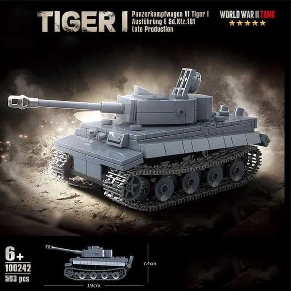Ww2 Military World War German Tiger I heavy tank Building Blocks Bricks Kid Educational Toys for Children Boy Christmas GiftsXJ250318