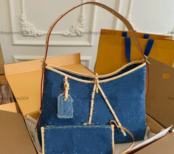 Carryall GM MM Women's 2-in-1 Handbag Luxury NEVERF Denim Shoulder Bag M46197 Shopping Bag Denim Coin Wallet Bag Large Capacity High Quality Denim Backpack