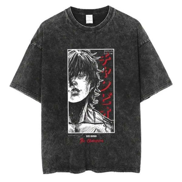 Anime Baki Haman T-shirt Harajuku Retro 100% Cotton 2024 Mens Hip Hop Street Clothing Oversized T-shirtXJ250318