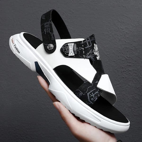 Summer mens fashionable beach comfortable casual sports breathable sandals platform anti slip hollow toe lazy leather casual shoes 250318BJ