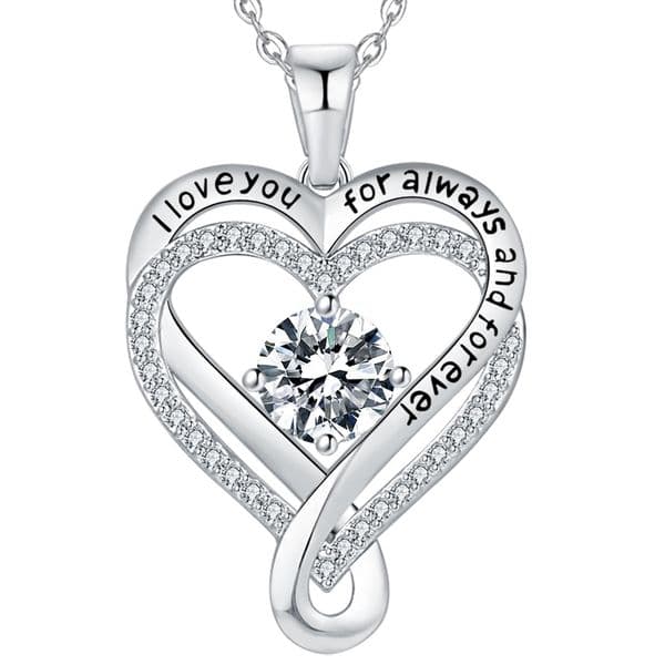 Infinity Heart Birthstone Love Heart Necklace Designer for Women S925 Silver Necklace Pendant Necklace Wedding Anniversary Birthday Gift Jewelry woman