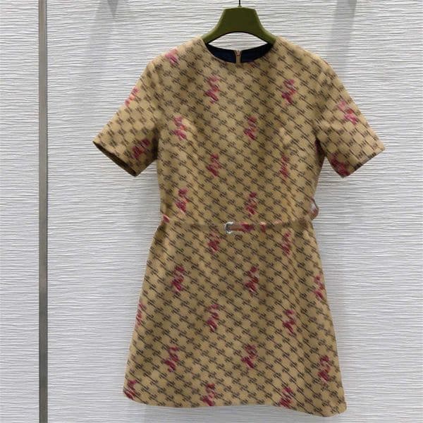 Designer Women Dresses Red Snake Embroidery Dress Jacquard Fabric Crew Neck Short Sleeve Casual Dress Classic Spring Summer Fashion Womens Clothes