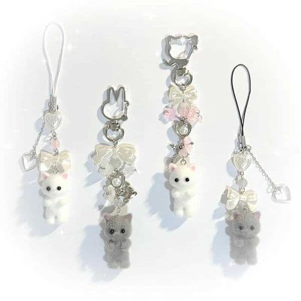Furry Kitten keychain handmade Y2K womens fashion X250318
