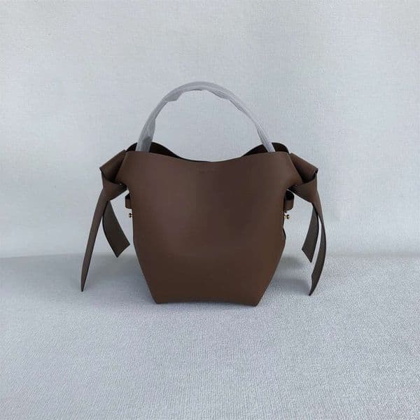 Acstudios Hot Musubi Women's Genuine Leather Bow Commuter Simple Shoulder Crossbody Handbag Bucket Bag