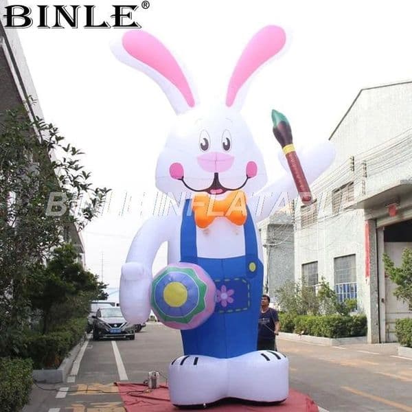 12m height (40ft) with blower Giant inflatable easter bunny with egg&brush large rabbit animal for holiday decoration