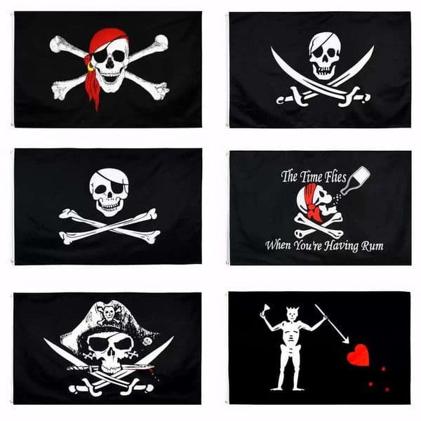 High Quality 90x 150Cm Skull And Cross Crossbones Sabres Swords Jolly Roger Pirate Dead Man's Chest Flags 3x 5 FT Banners