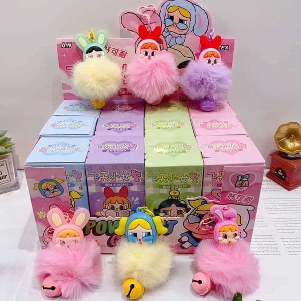 New Crybaby Plush Ball Pendant Blind Box Powerpuff Mini Keychain Cartoon Creative Doll Gifts X250318