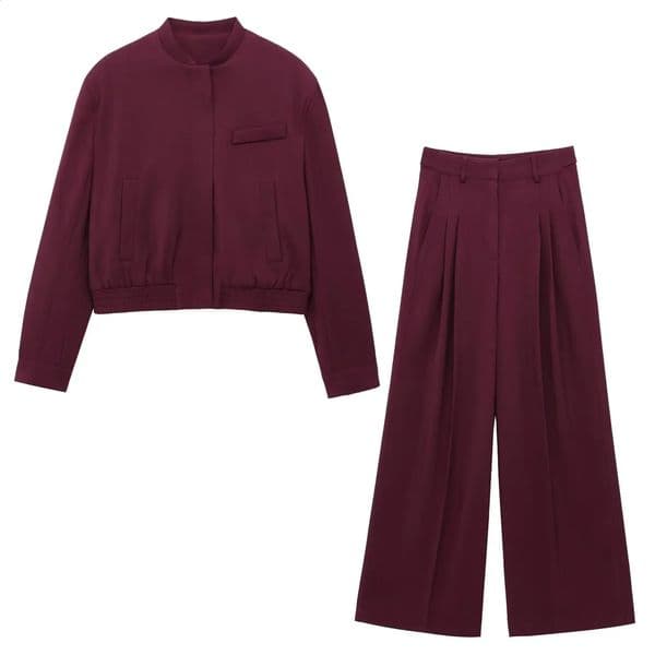 TRAFSHE Womens Suit Solid ONeck Pant Sets Elegant in Matching Two Pieces Trousers 3736042 250319