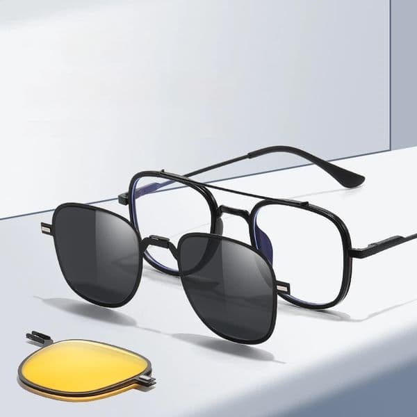 COHK Metal 3 In 1 Style Folding Magnet Clip On Glasses Frame Trend Polarized Sunglasses Men Optical Computer Eyewear UV400 250320