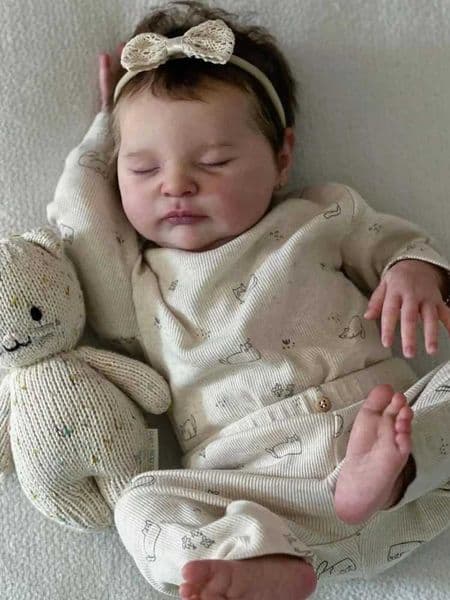 20 Inch 50CM Sleeping Reborn Baby Girl Doll Soft Silicone Realistic 3D Skin With Visible Veins Looks Like Real Newborn Kid Birthday Collectible Gift Toy For Girls