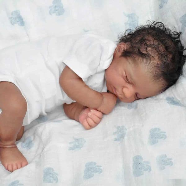 2026 New 48Cm Soft Silicone Reborn Baby Doll, Lifelike Sleep Regeneration Doll With Black Skin For Girls Toy