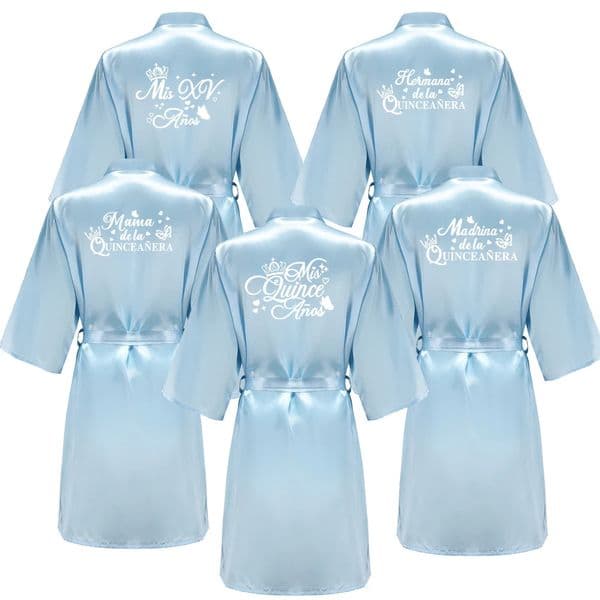 Sweet Princess 15 Year Girl Birthday Party Dress Quinceanera Miss XV Bathrobe Silk Night 250320
