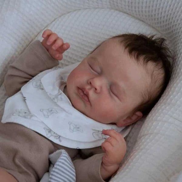 19 Inch Loulou Reborn Baby Doll Silicone Vinyl Regenerated Boy Newborn Veins Lifelike Cloth Body Handmade Collectible Art Doll Realistic Sleeping Baby Toy Gift