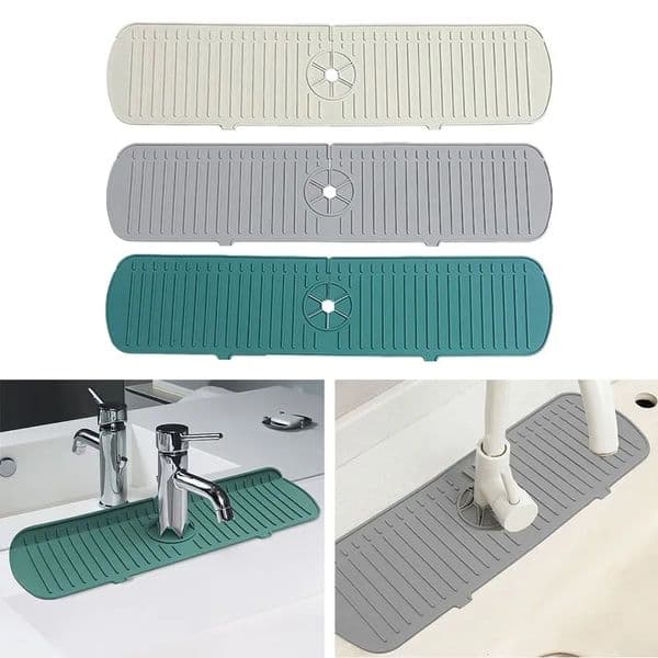 Silicone Faucet Mat Bathroom Water Ripples Faucet Water Catcher Mat Large Sink Splash Pad Countertop Protector 250320