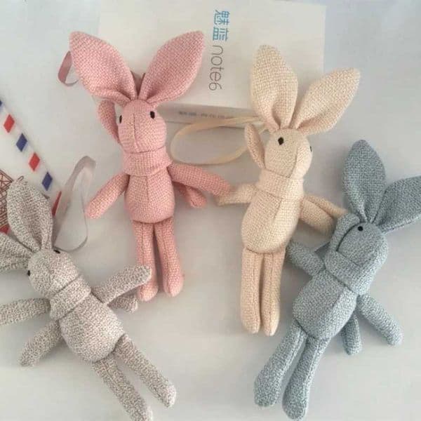 Girl Linen Rabbit Keychain Womens Cute Boemian Plush Sack Rabbit Keychain Bag Car Pavilion Jewelry Party Toy GiftXJ250319