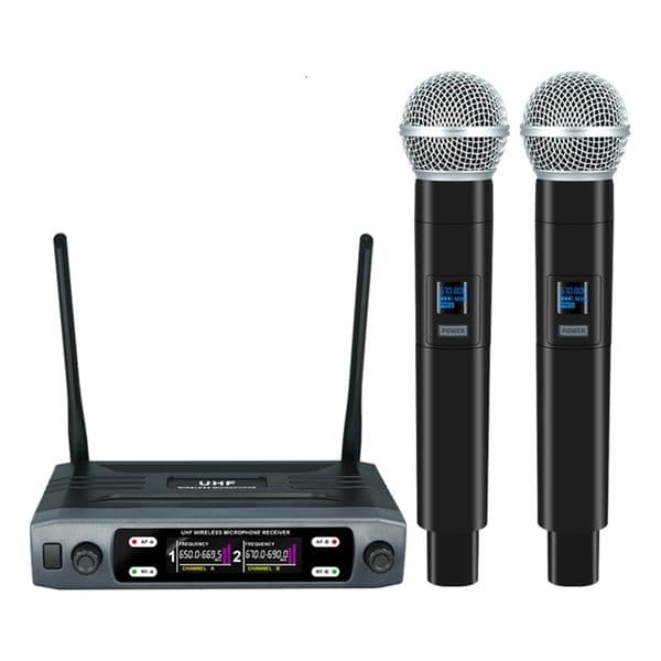 Wireless Microphone Handheld Dual Channels UHF Fixed Frequency Dynamic Mic For Karaoke Wedding Party Band Church Show 250320