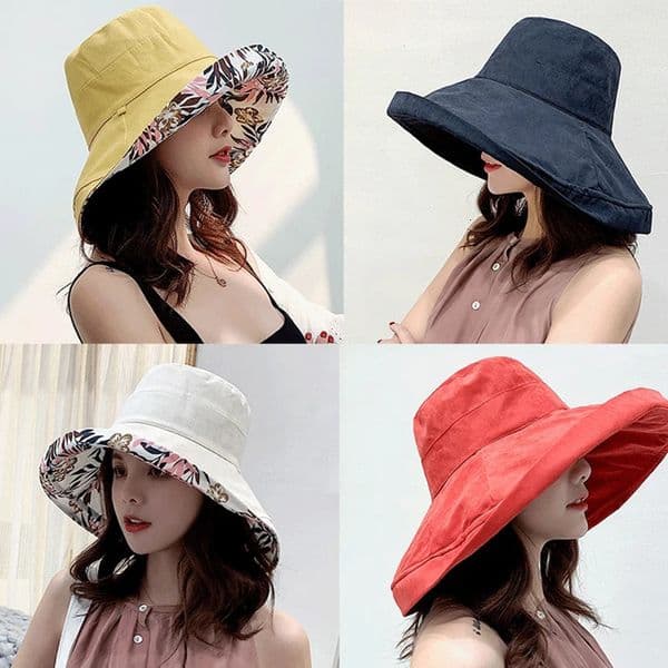 Womens Hat Bucket hat Panamanian Women Four Seasons Fisherman Hat Big Brim Hat Double-Sided Fisherman Hat Sun Visor Cap 250320