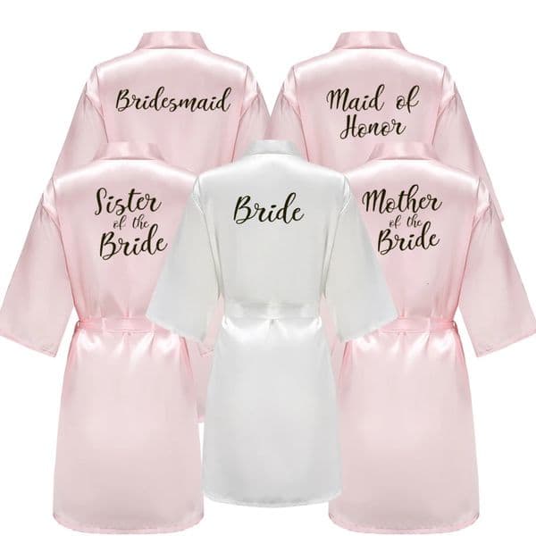 Pink Kimono Satin Women Bathrobe Wedding Sister Mother of the Bride Groom Bridesmaid Robes 250320